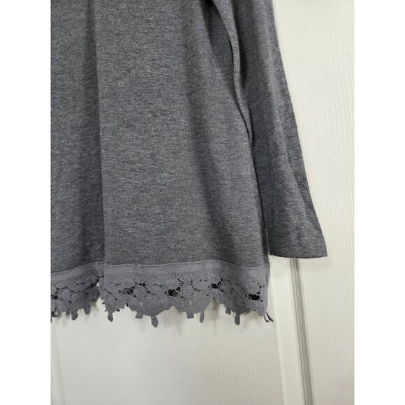Soft Surroundings Gray Crochet Accent Wool Blend Turtleneck Sweater, Size Large - Picture 7 of 11